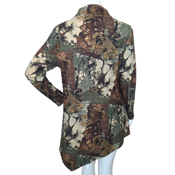 Velour Tunic Top Patchwork Cowl Neck Asymmetrical Hem Boho Artsy Fall SZ Lrg - Picture 4 of 14